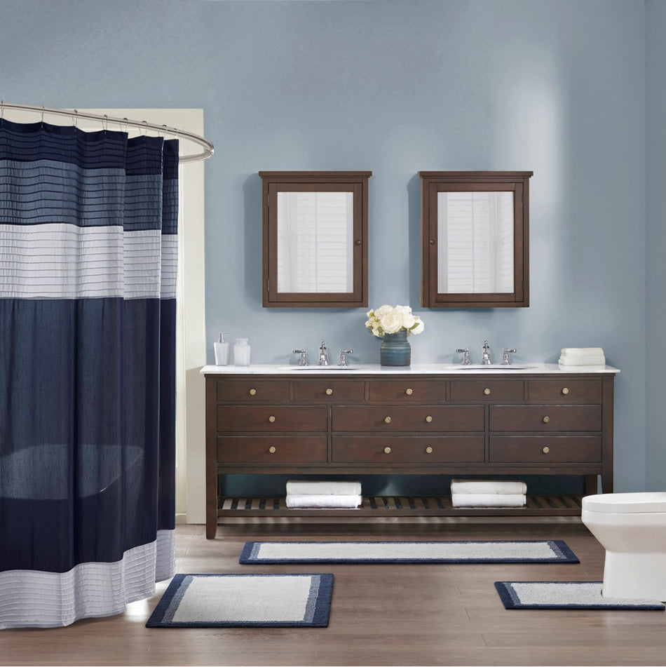 Madison Park Amherst Cotton Tufted Bath Rug - Navy - 27x45"