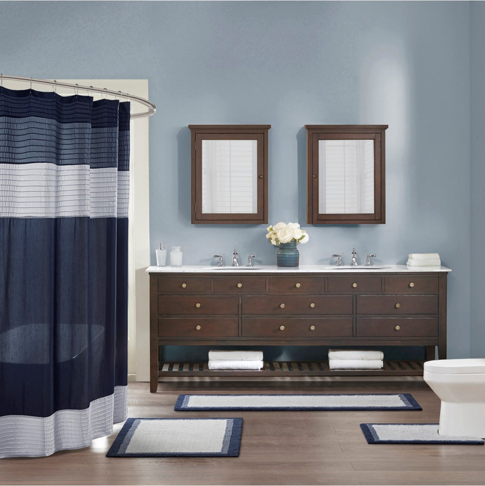 Madison Park Amherst Cotton Tufted Bath Rug - Navy - 24x60"