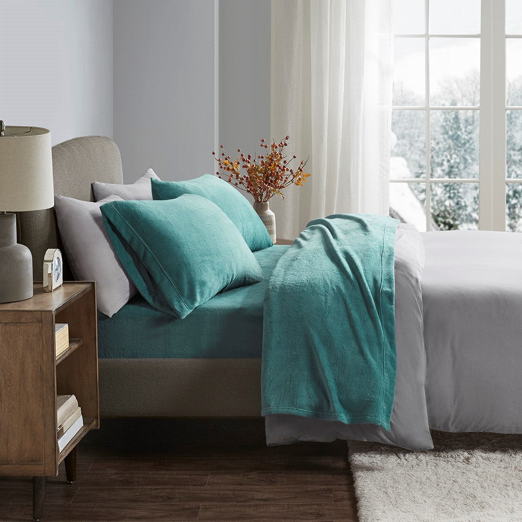 True North by Sleep Philosophy Soloft Plush Sheet Set - Teal - Twin Size