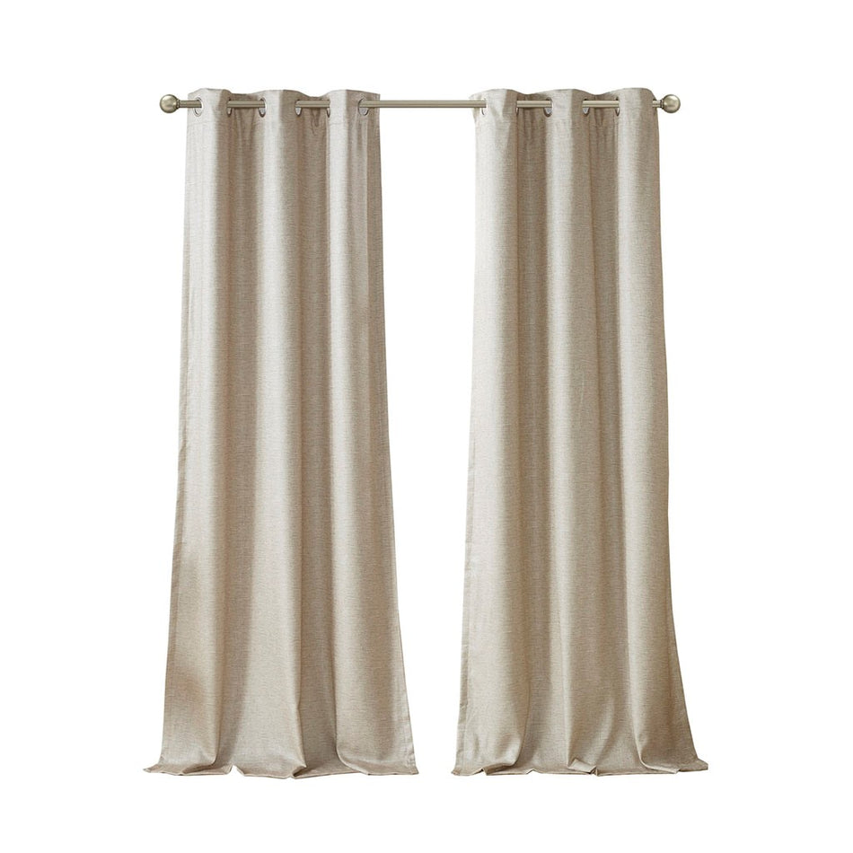 Como Tonal Printed Faux Silk Total Blackout Window Panel Pair - Taupe - 42x95"