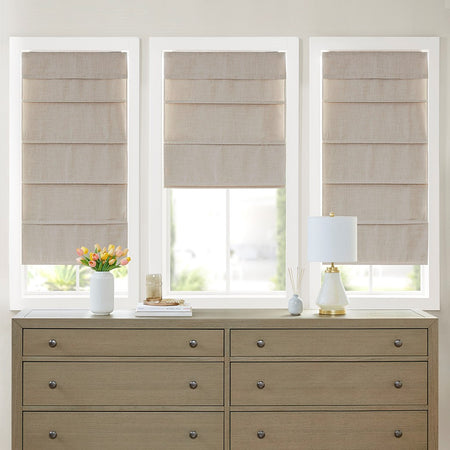 Madison Park Otis Faux Linen Cordless Blackout Roman Shade - Natural - 33x64"