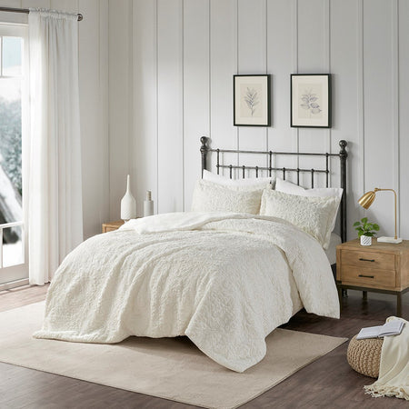 Madison Park Bismarck Ultra Plush Comforter Mini Set - Ivory - Twin Size / Twin XL Size