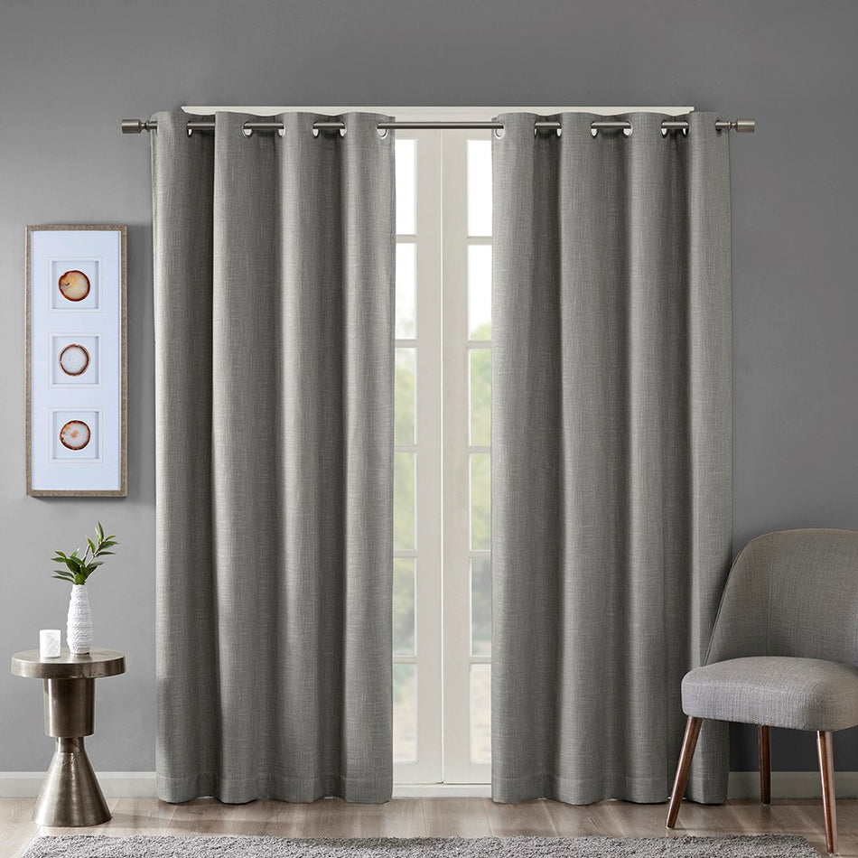 SunSmart Maya Printed Heathered Blackout Grommet Top Curtain Panel - Taupe - 50x95"