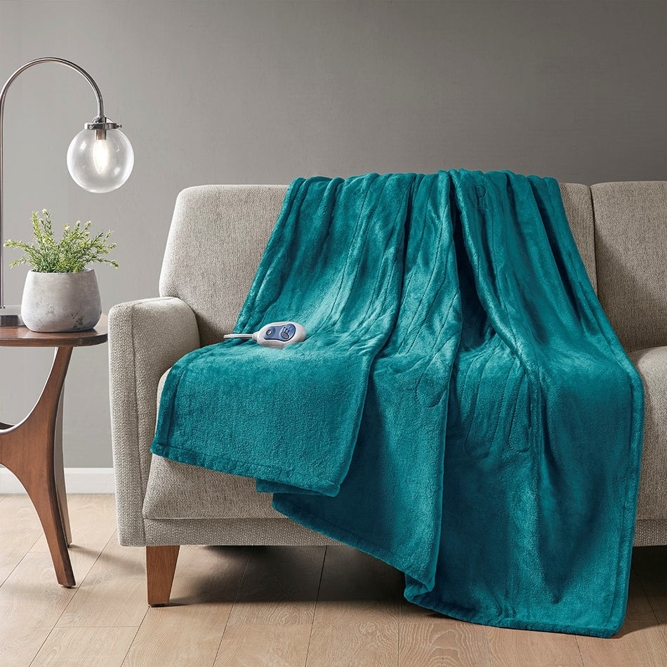 Beautyrest Heated Plush Plush Heated Throw - Teal - 60x70"