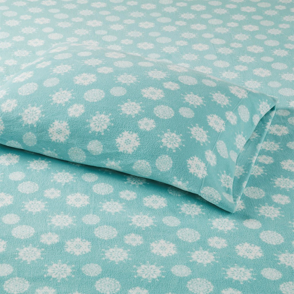 Micro Fleece Sheet Set - Blue Snowflake - King Size