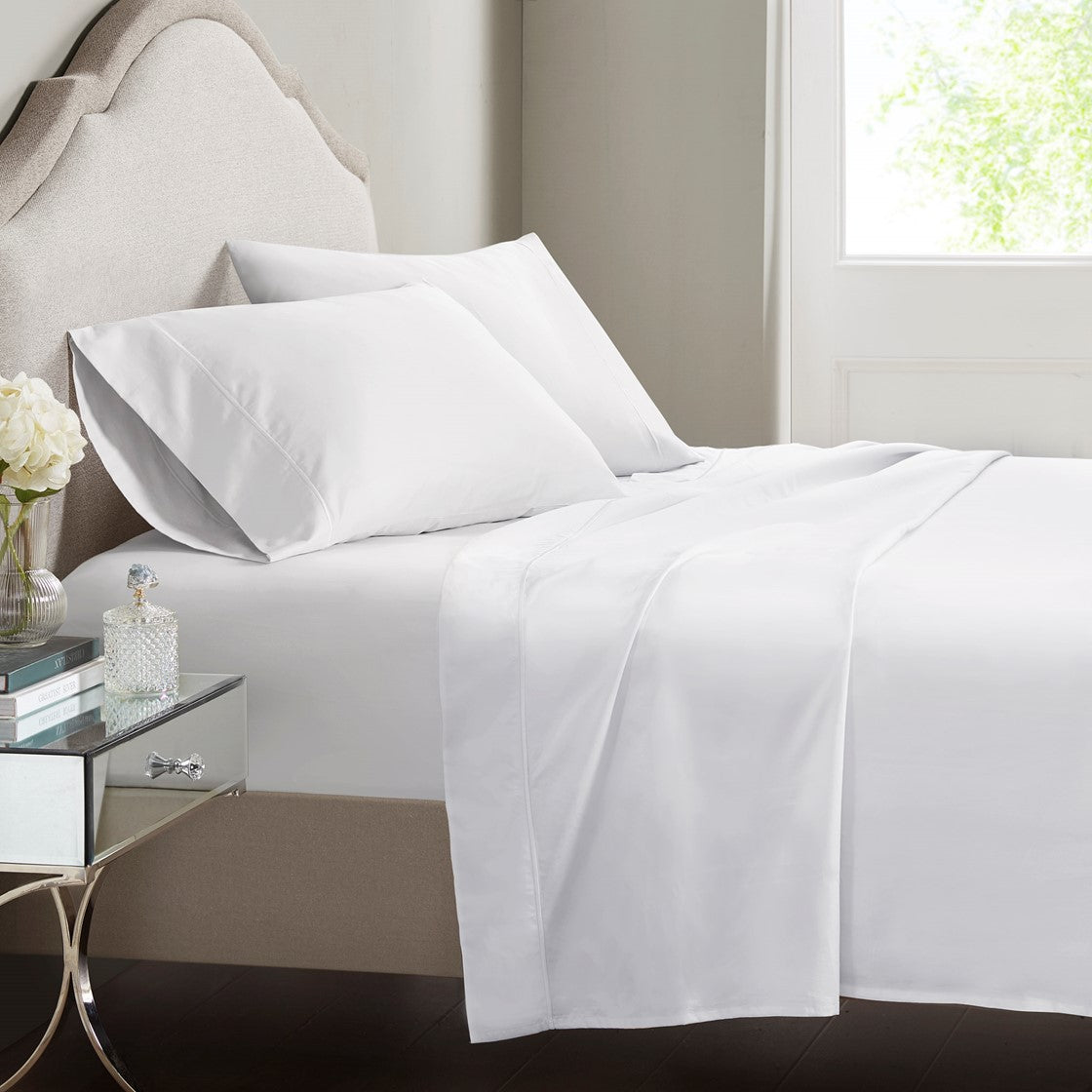 Croscill Luxury Egyptian 500TC Cotton Sheet Set - White  - King Size Shop Online & Save - expresshomedirectr.com