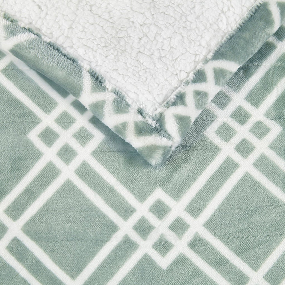 Printed Plush Heated Throw - Seafoam - 50x60"