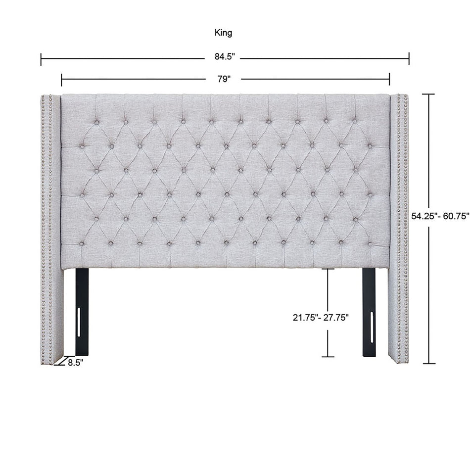 Amelia Upholstery Headboard - Grey - King Size