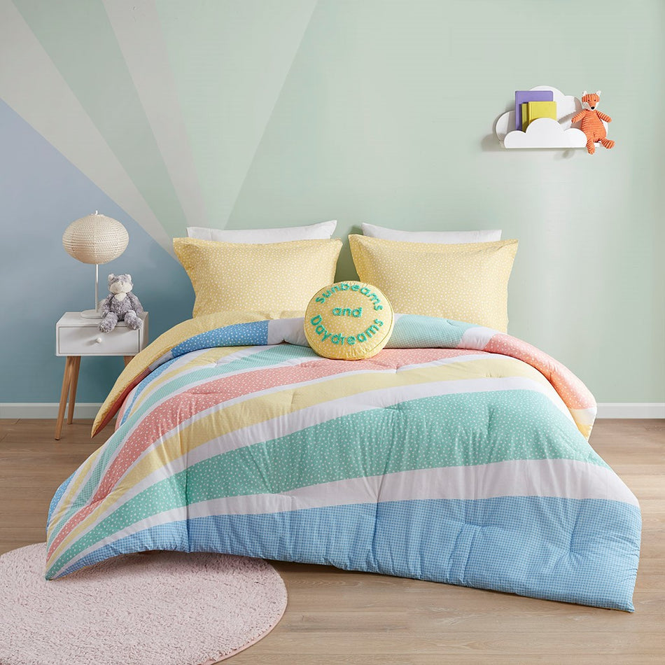 Urban Habitat Kids Rory Rainbow Sunburst Reversible Cotton Comforter Set - Yellow  - Twin Size Shop Online & Save - expresshomedirectr.com