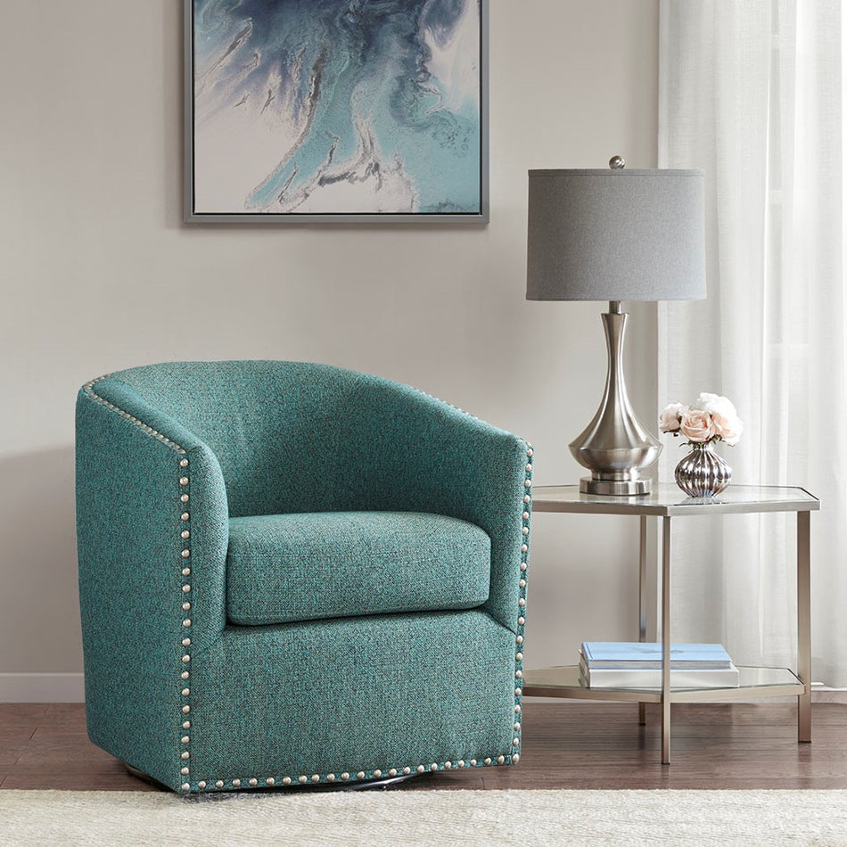 Madison Park Tyler Swivel Chair - Teal Multi 