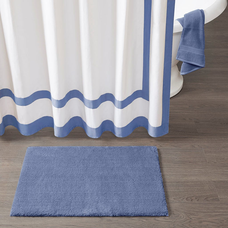 Marshmallow Bath Rug - Navy - Contour