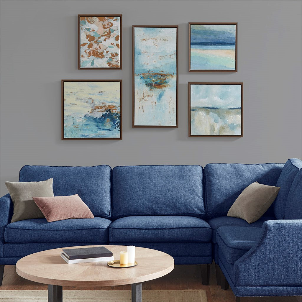 Madison Park Blue Horizon Gallery Art 5 Piece Set with Bronze Frame - Blue Multi 