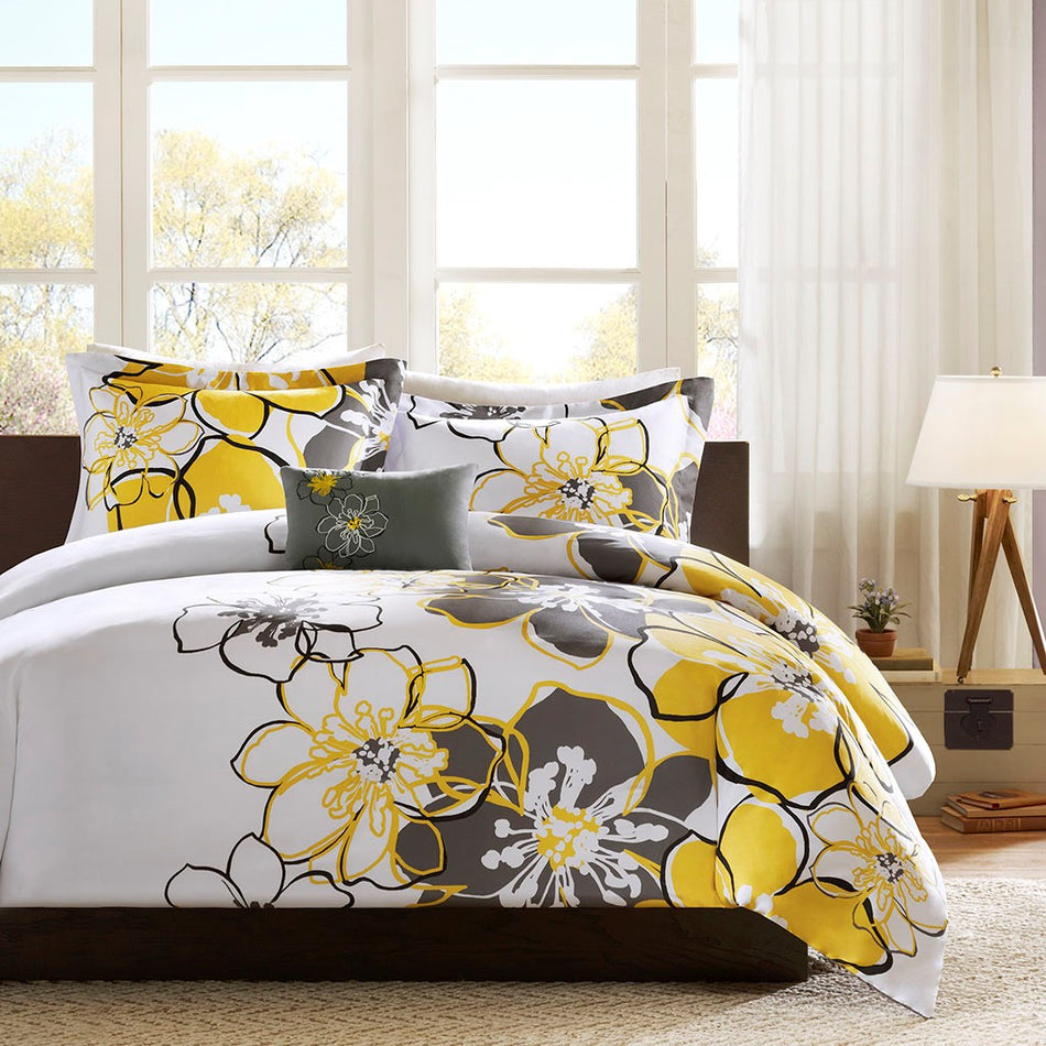 Allison Duvet Cover Set - Yellow - Full Size / Queen Size