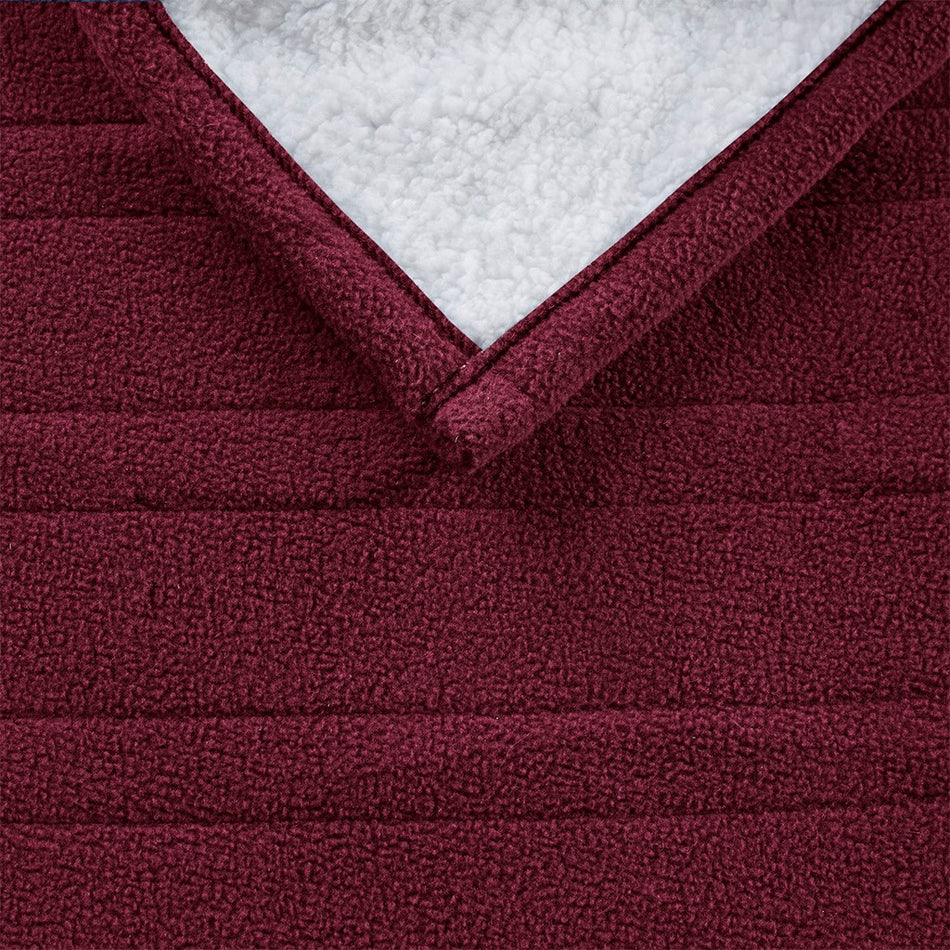 Fleece to Sherpa Heated Throw - Burgundy - 50x60"