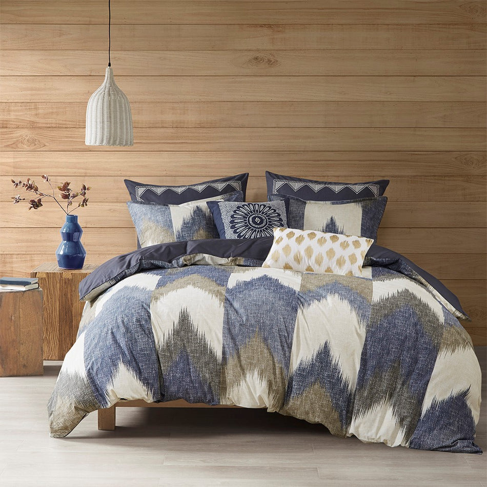 Alpine 3 Piece Duvet Cover Mini Set - Navy - Full Size / Queen Size