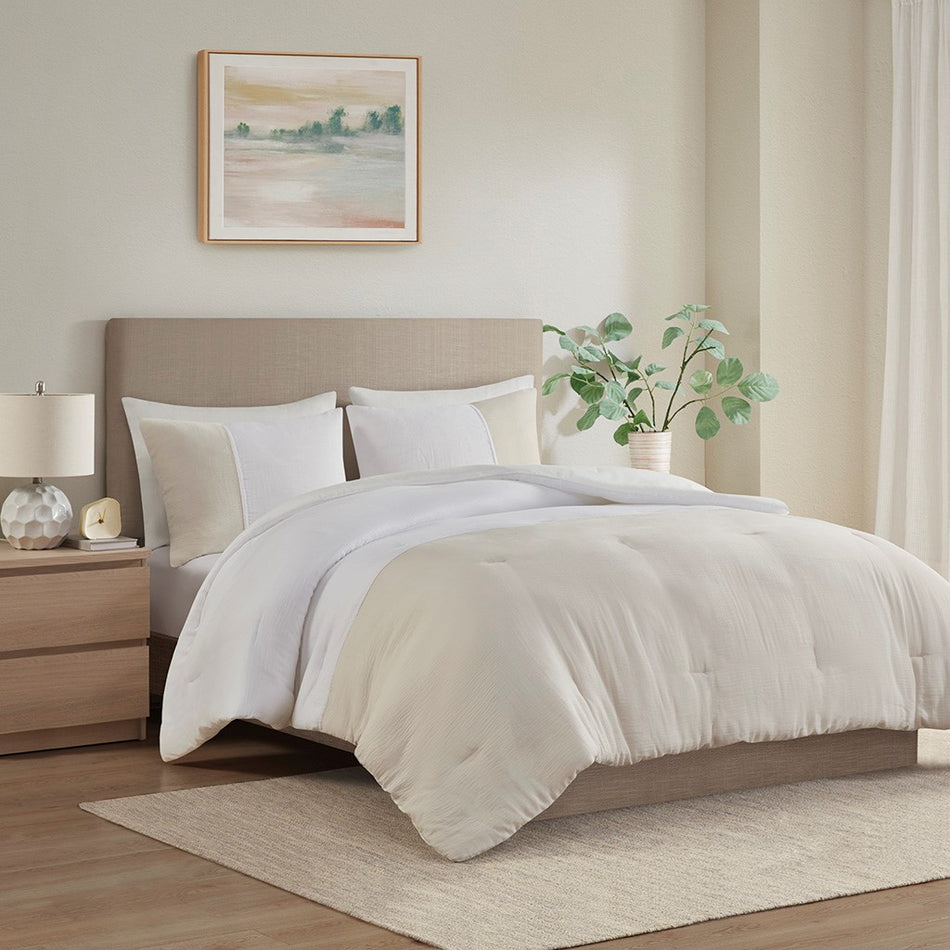 Beautyrest Miro 3 Piece Gauze Oversized Comforter Set
 - Natural - King/Cal King - BR10-3853