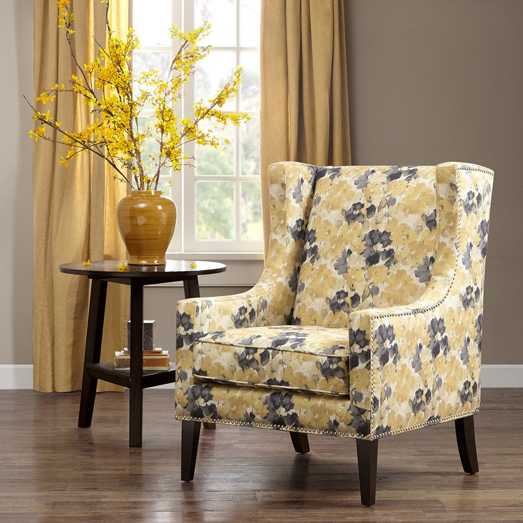 Madison Park Barton Wing Chair - Yellow 