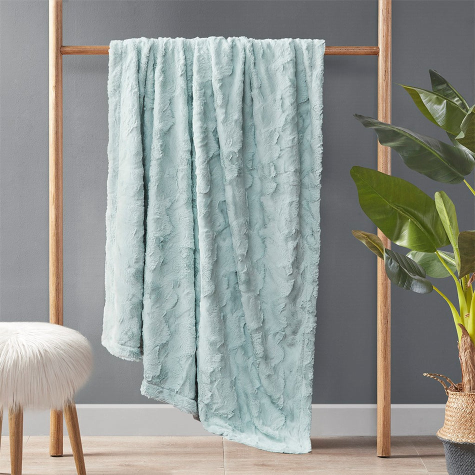 Zuri Oversized Faux Fur Throw - Aqua - 60x70"