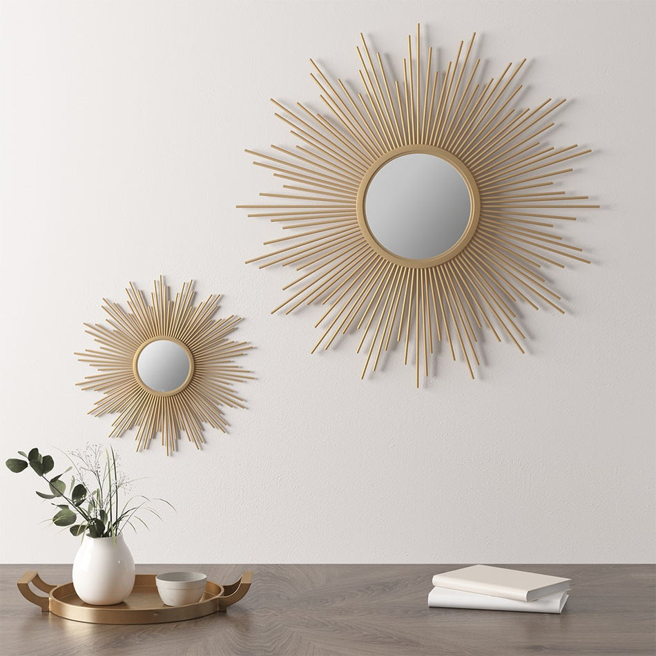 Madison Park Fiore Round Sunburst Wall Decor Mirror - Gold - Small