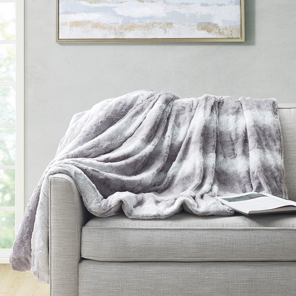 Beautyrest Zuri Weighted Faux Fur Blanket - Grey - 60x70"-12lbs