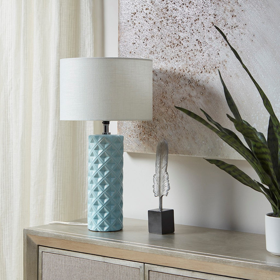 510 Design Macey Geometric Ceramic Table Lamp - Aqua 