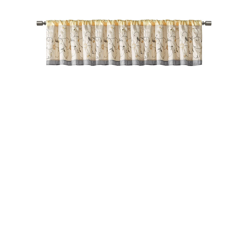 Serene Embroidered Window Valance - Yellow - 50x18"