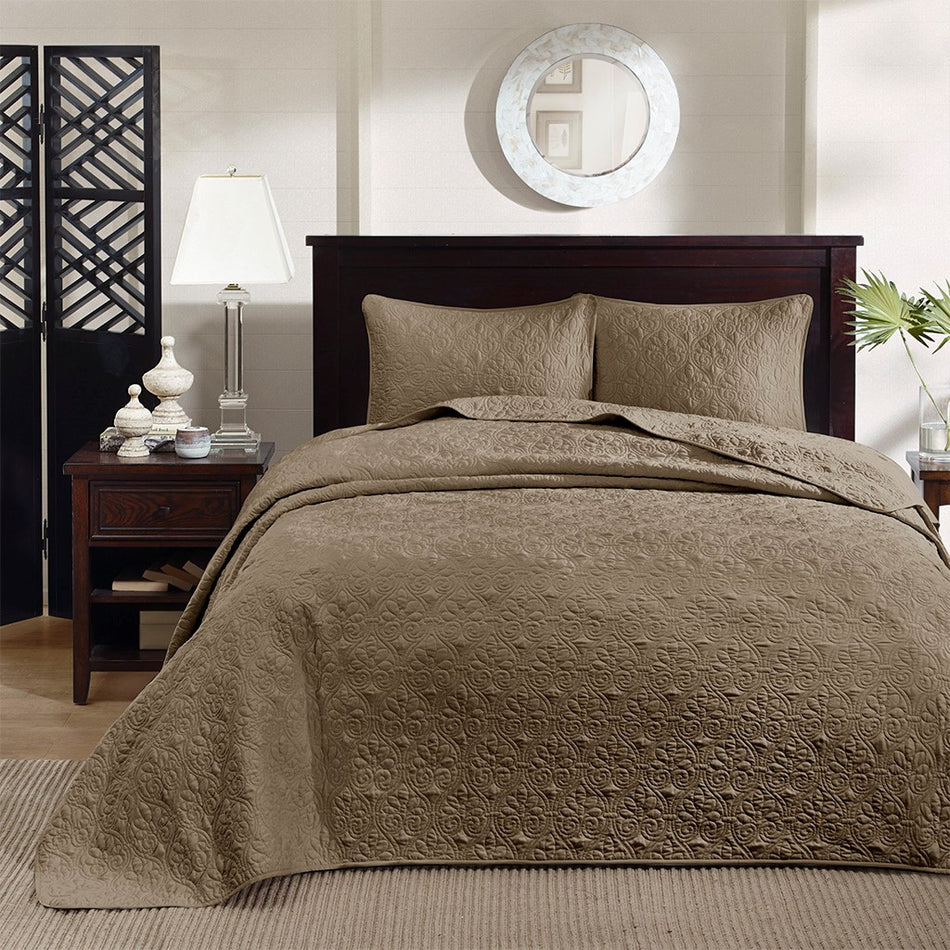 Quebec Reversible Bedspread Set - Mocha - Queen Size