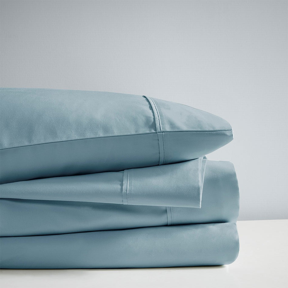 1000 Thread Count HeiQ Smart Temperature Cotton Blend 4 PC Sheet Set - Blue - Queen Size