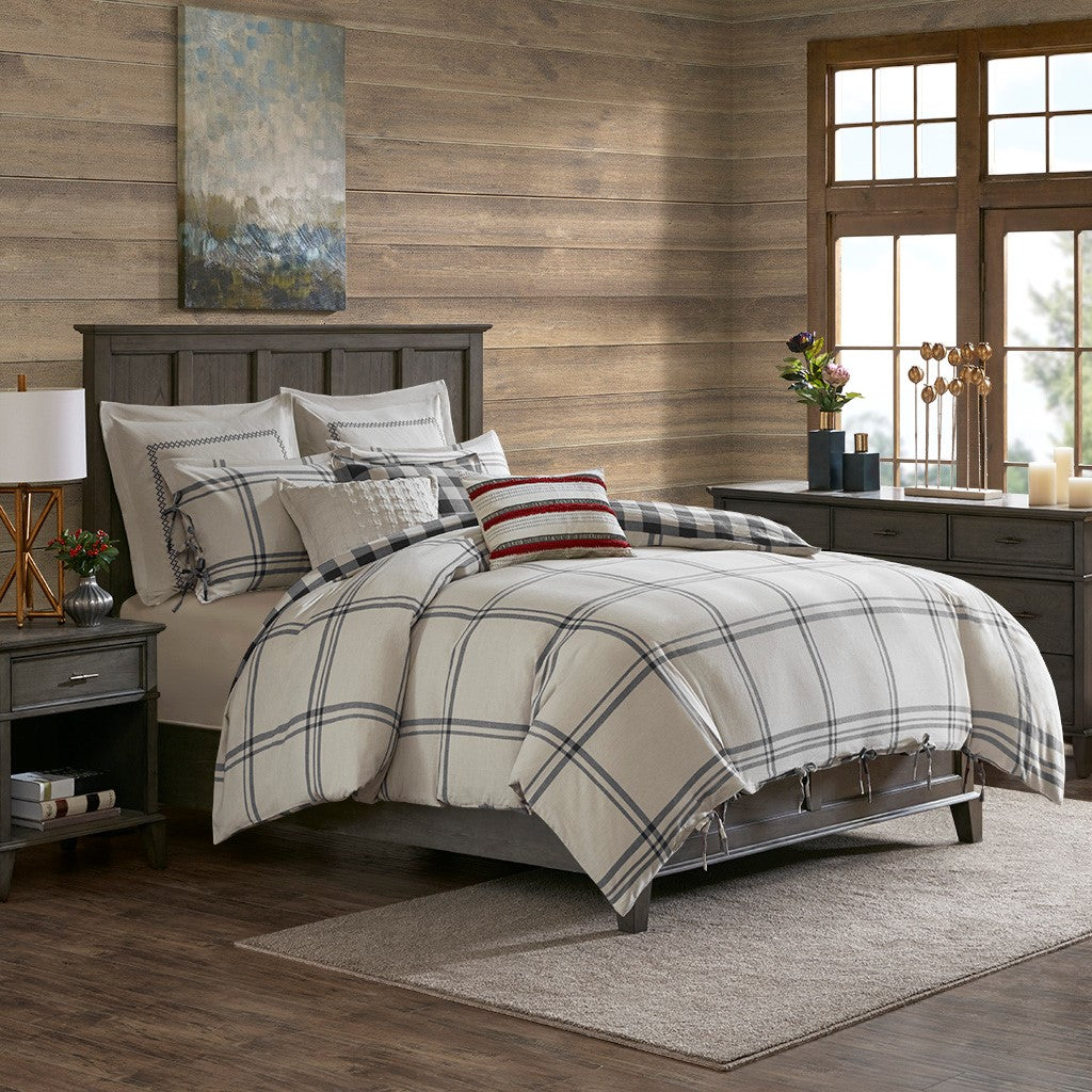 Madison Park Signature Willow Oak Willow Oak Reversible Cotton Comforter Set - Grey - King Size