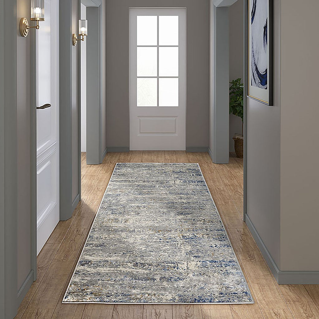 Madison Park Harley Abstract Area Rug - Blue / Cream - 3x7' Runner