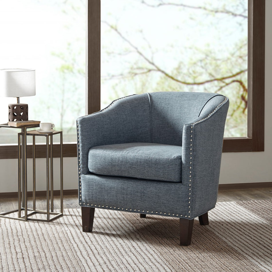 Madison Park Fremont Barrel Arm Chair - Slate Blue 