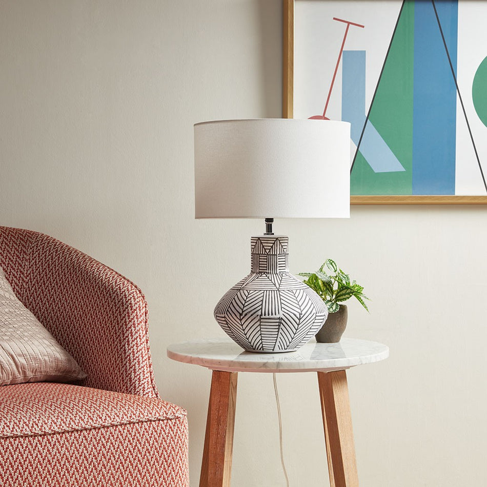 INK+IVY Agape Boho Ceramic Table Lamp - White 