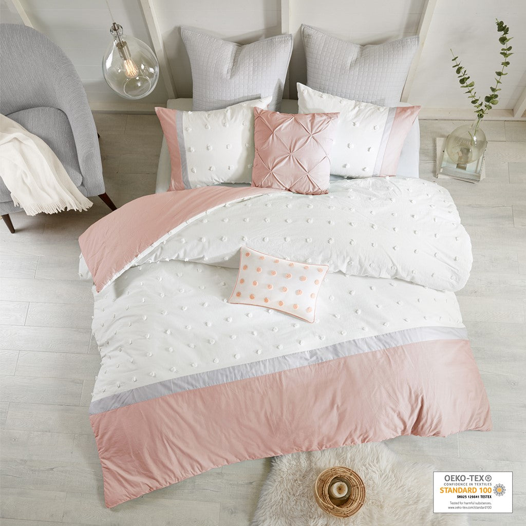 Urban Habitat Myla 7 Piece Cotton Jacquard Comforter Set - Blush - Full Size / Queen Size