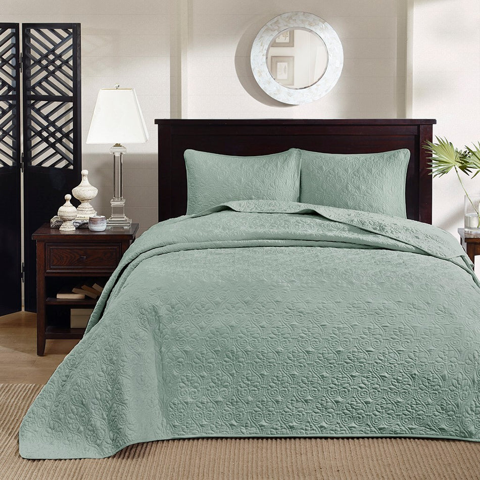 Quebec Reversible Bedspread Set - Seafoam - King Size