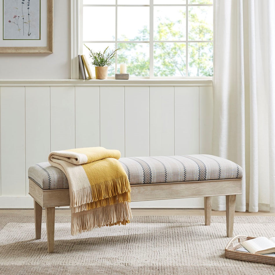 Martha Stewart Harstrom Soft Close Storage Bench - Beige Multi 