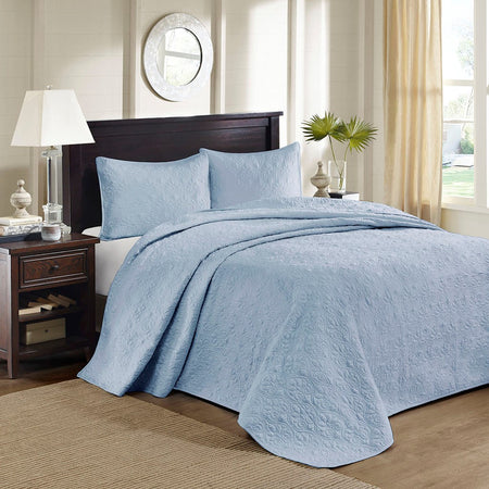 Madison Park Quebec Reversible Bedspread Set - Blue - King Size