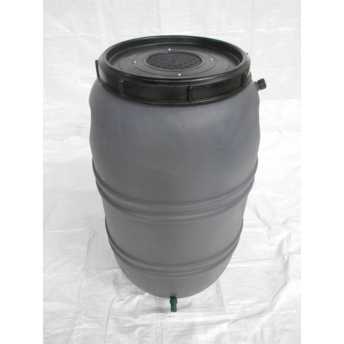 Grey 55-Gallon BPA Free Plastic Rain Barrel with Bottom Spigot