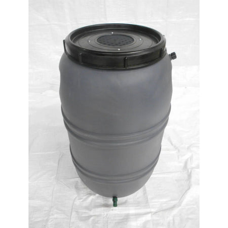 Grey 55-Gallon BPA Free Plastic Rain Barrel with Bottom Spigot