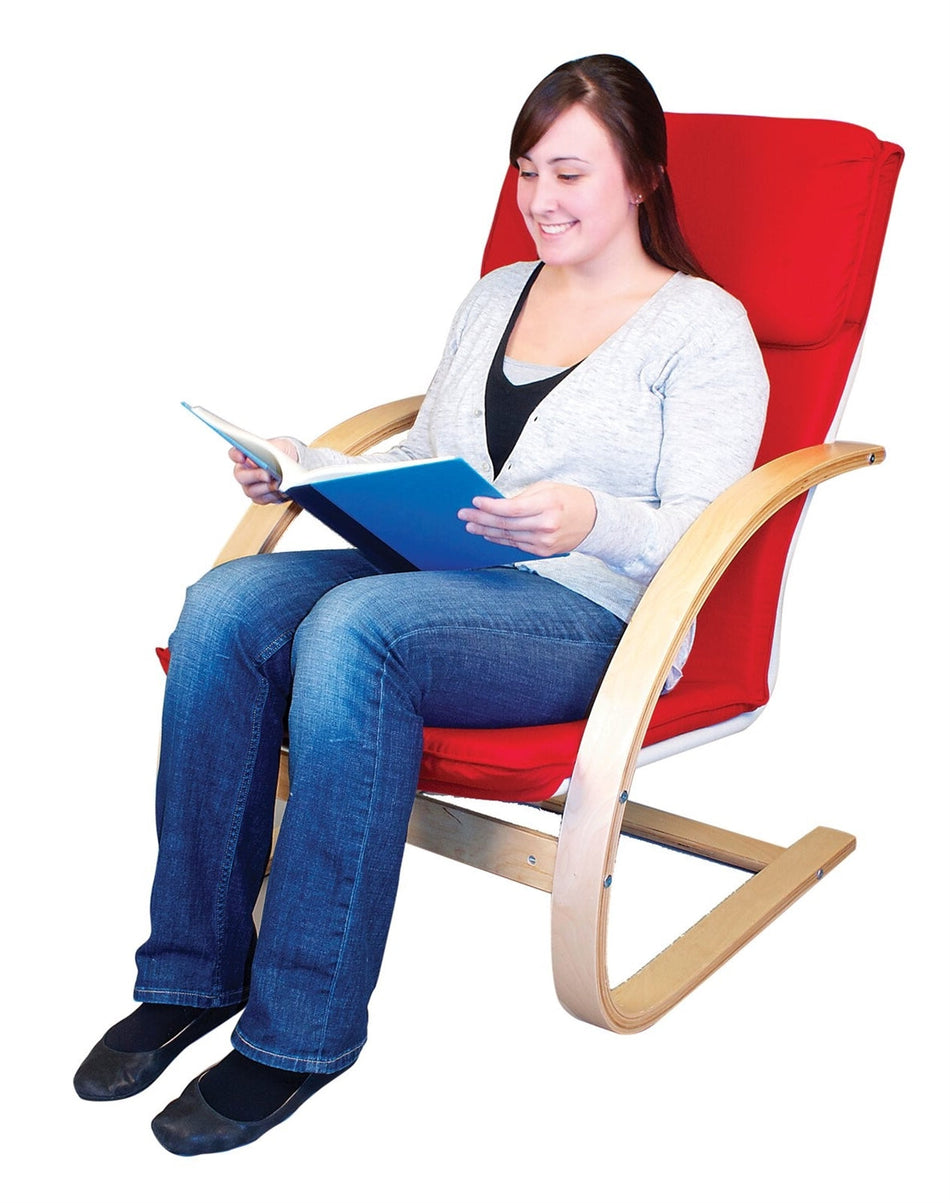 Modern Farmhouse Plywood Canvas Red Rocking Chair