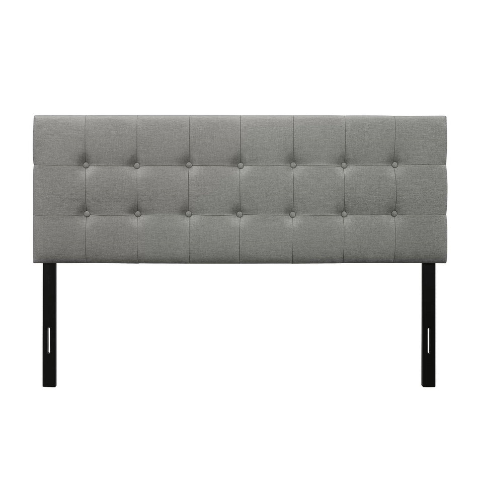 King size Mid-Century Style Button-Tufted Headboard in Grey Upholstered Fabric