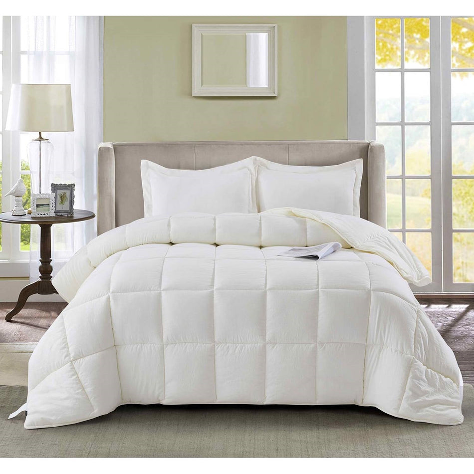 King Size Off White 3 Piece Microfiber Reversible Comforter Set