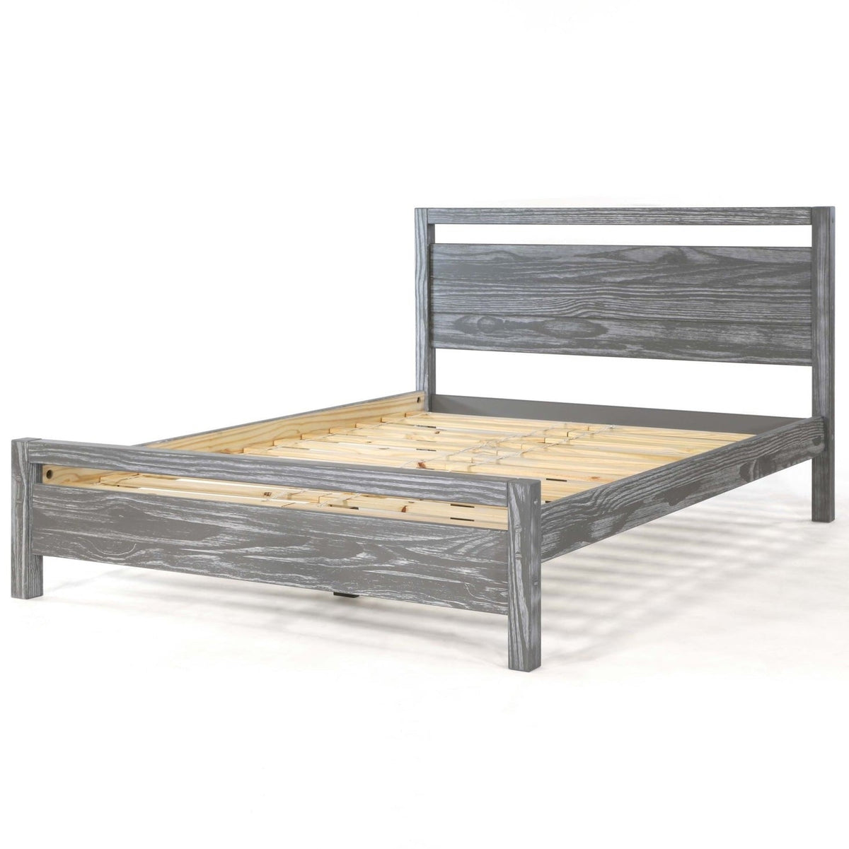 Queen Size FarmHouse Traditional Rustic Gray Platform Bed