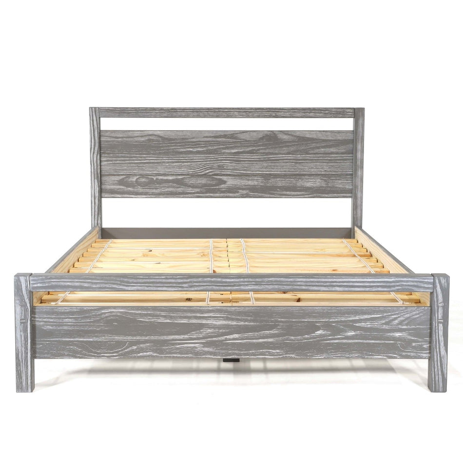 Queen Size FarmHouse Traditional Rustic Gray Platform Bed