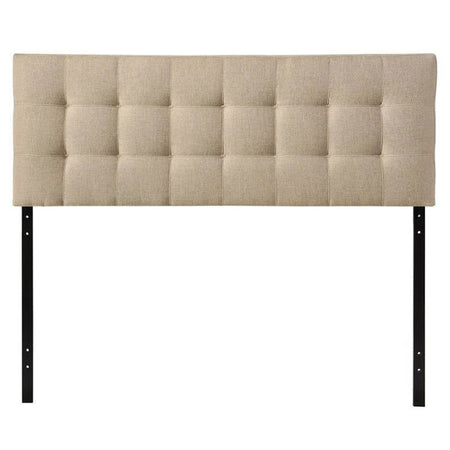 Full size Modern Beige Tan Taupe Fabric Tufted Upholstered Headboard