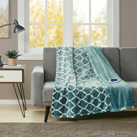 Beautyrest Heated Ogee Throw - Teal - 60x70"