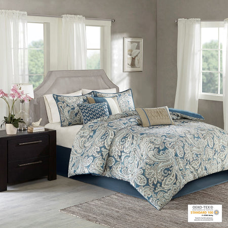 Madison Park Gabby 7 Piece Comforter Set
 - Blue - Queen - MP10-3311