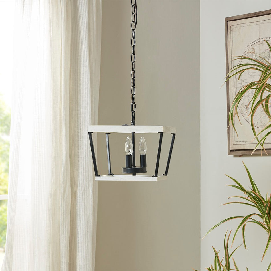 INK+IVY Adele Farmhouse Metal Pendant - White / Black 