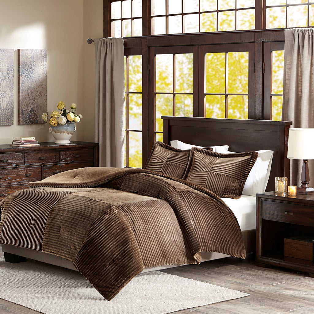 Madison Park Parker Plush Down Alternative Comforter Set - Brown - King Size / Cal King Size