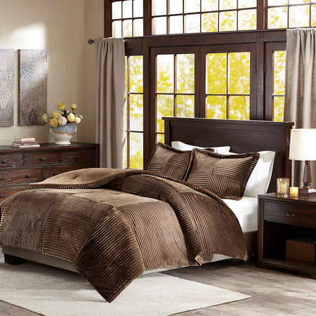 Madison Park Parker Plush Down Alternative Comforter Set - Brown - King Size / Cal King Size