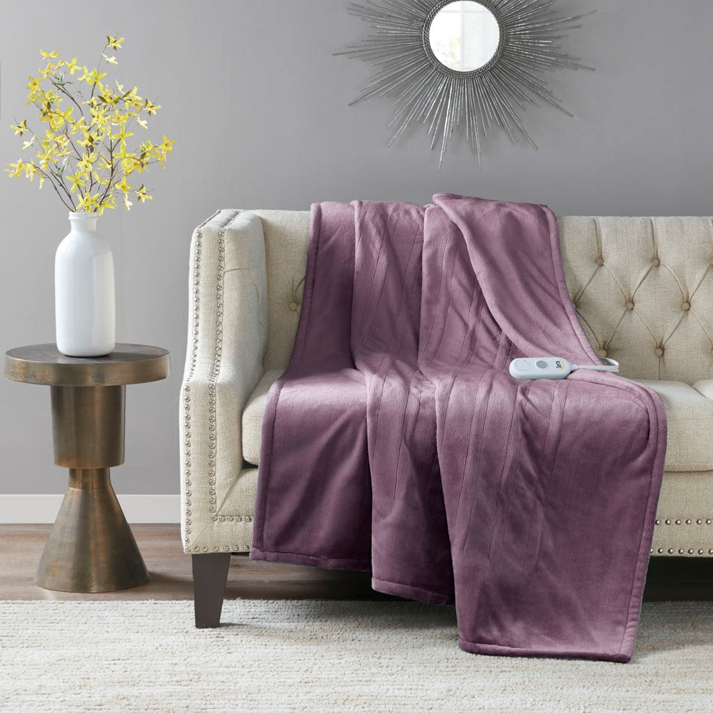 Serta Plush Heated Throw - Purple - 50x60"